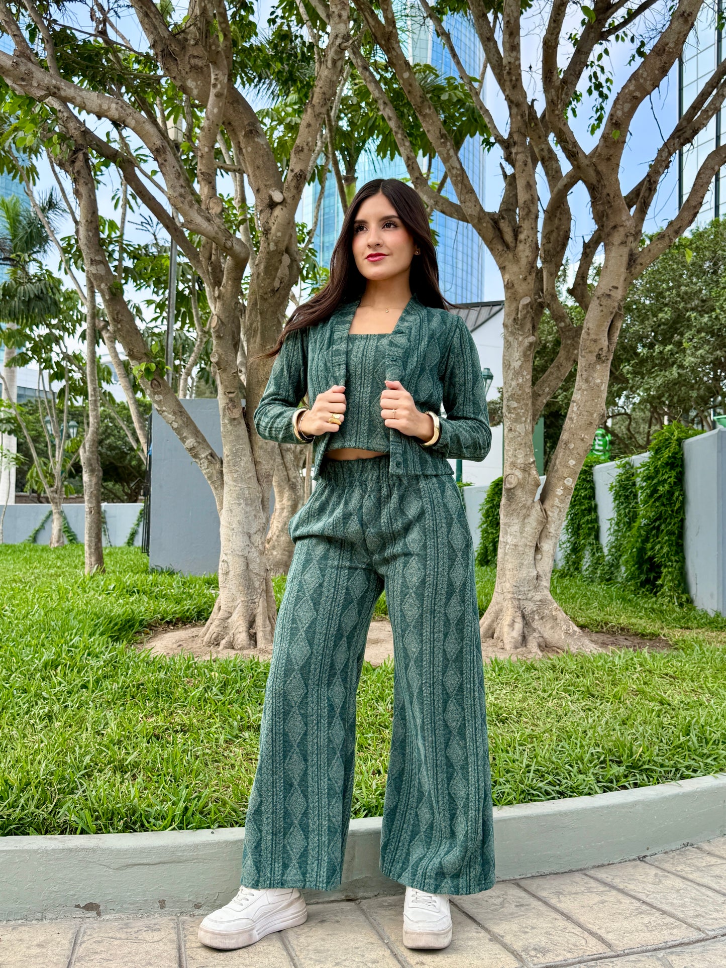 CONJUNTO 3 PIEZAS ALONDRA VERDE BOTELLA