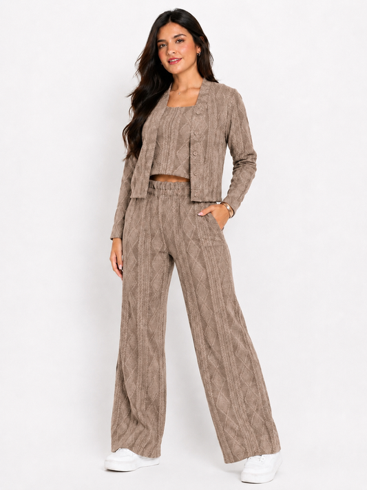 CONJUNTO 3 PIEZAS ALONDRA TOPO