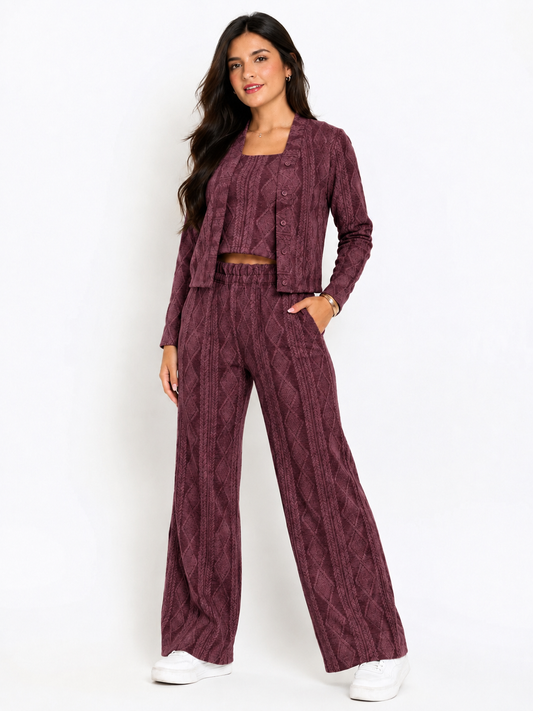 CONJUNTO 3 PIEZAS ALONDRA VINO