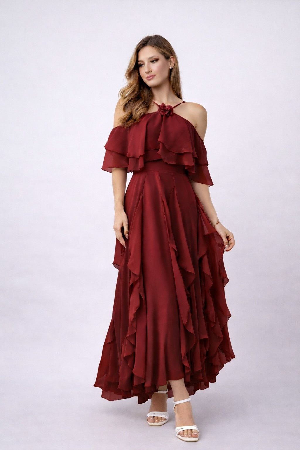 VESTIDO FLORICIENTA - VINO