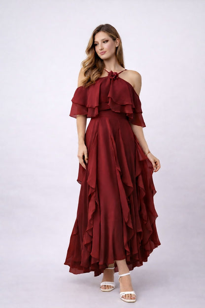 VESTIDO FLORICIENTA - VINO