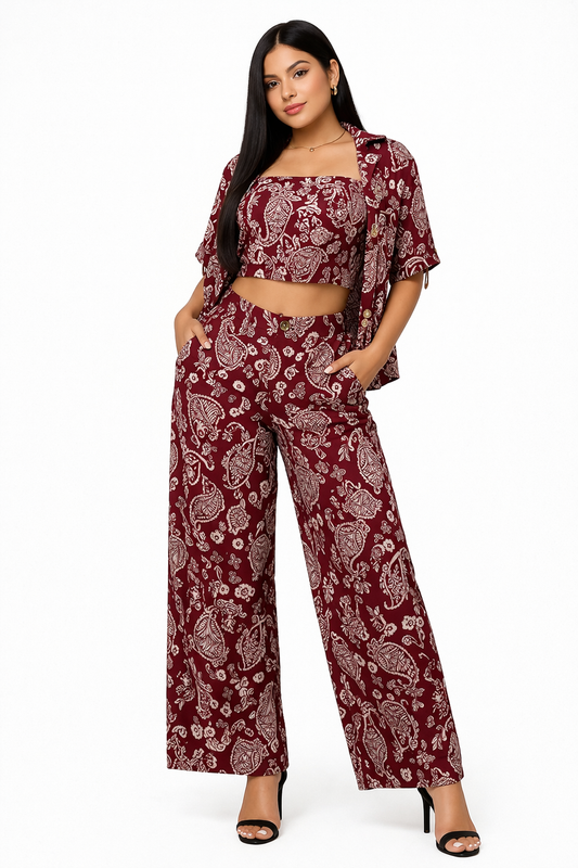 CONJUNTO 3 PIEZAS MISTICA COLOR VINO
