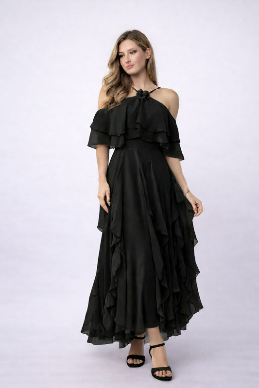 VESTIDO FLORICIENTA - NEGRO