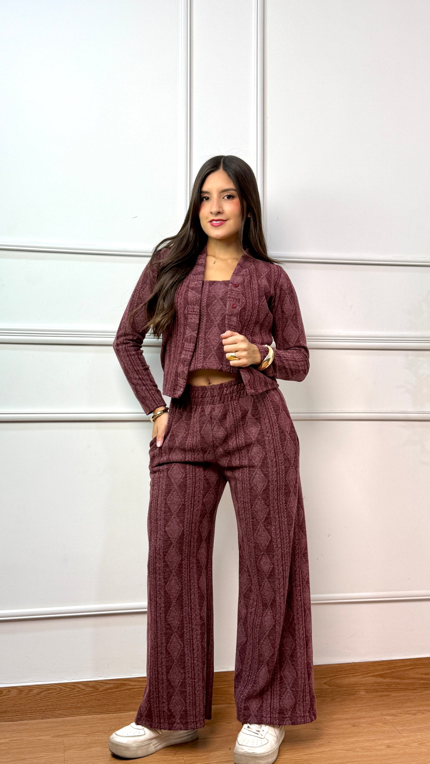 CONJUNTO 3 PIEZAS ALONDRA VINO