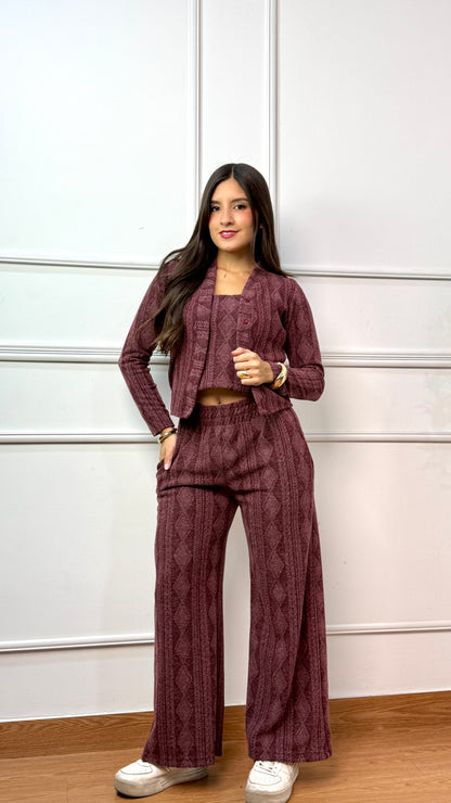 CONJUNTO 3 PIEZAS ALONDRA VINO