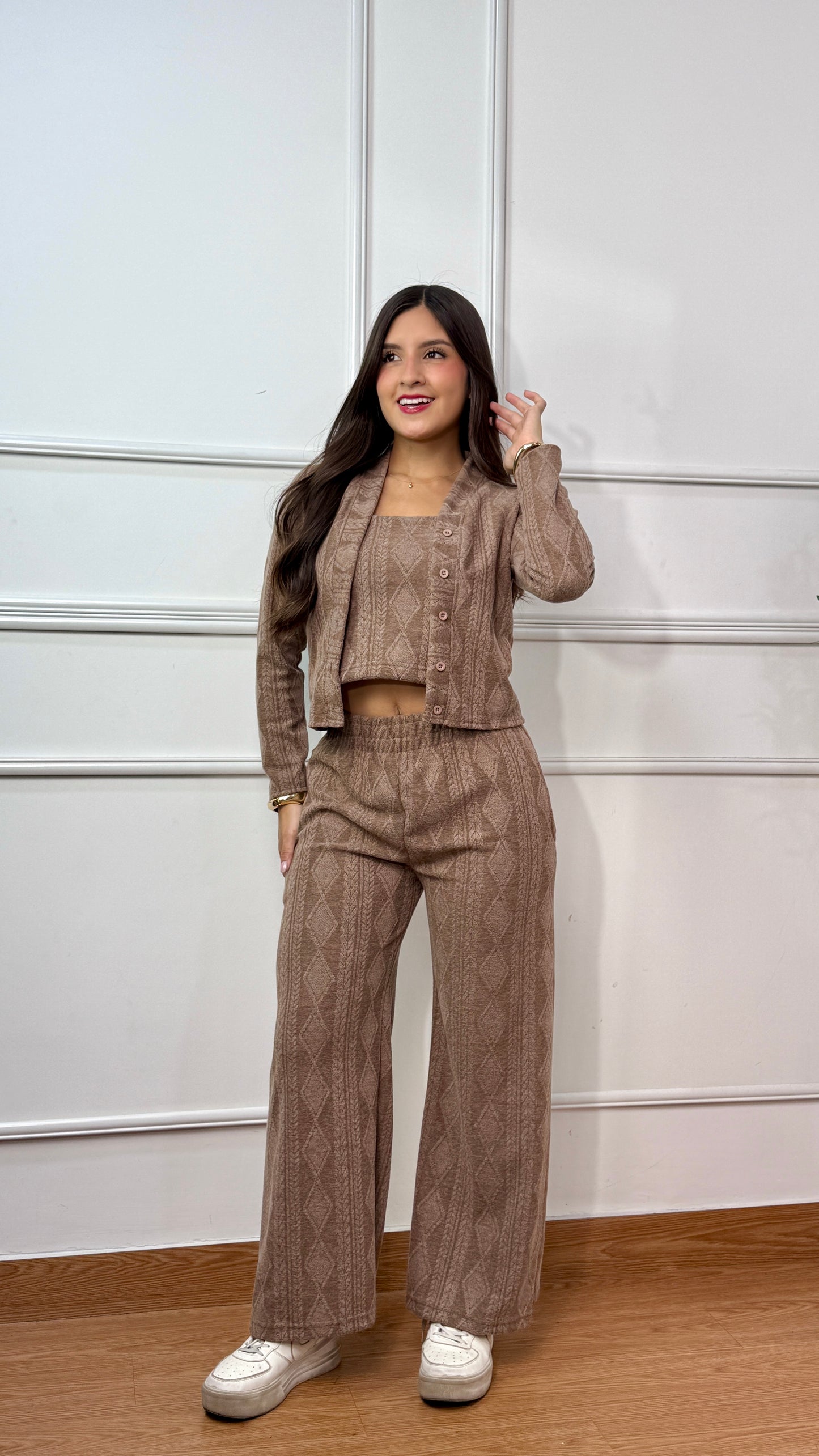 CONJUNTO 3 PIEZAS ALONDRA TOPO