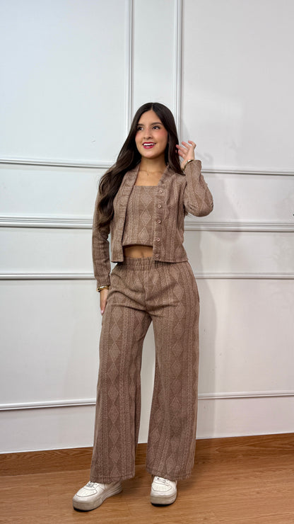 CONJUNTO 3 PIEZAS ALONDRA TOPO