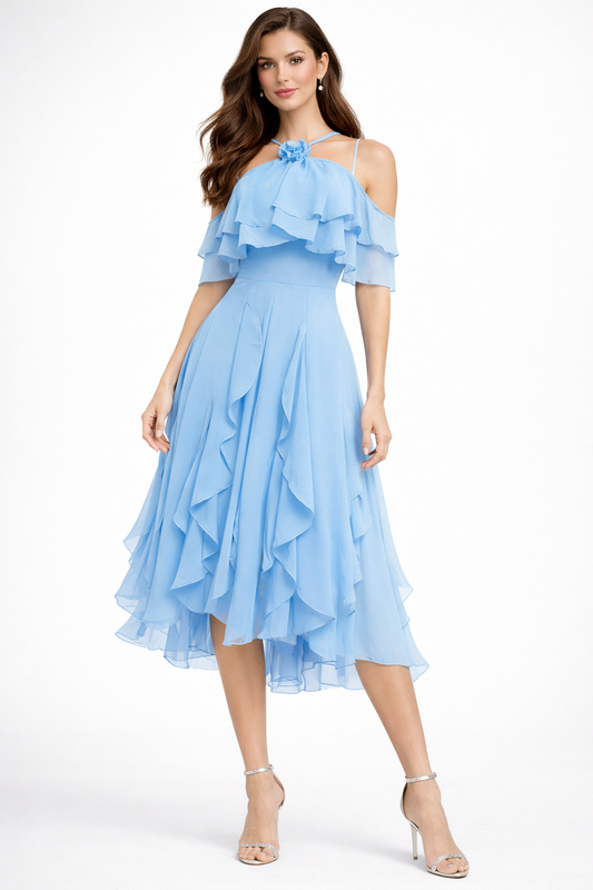 VESTIDO FLORICIENTA - CELESTE