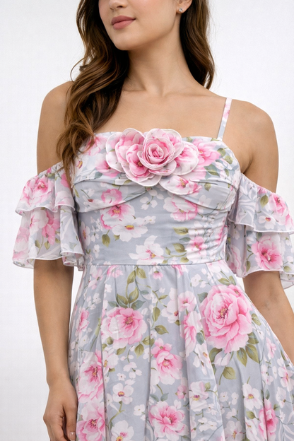 VESTIDO ADA - MIX GRIS CON ROSADO