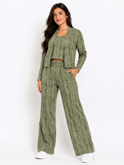 CONJUNTO 3 PIEZAS ALONDRA VERDE OLIVO