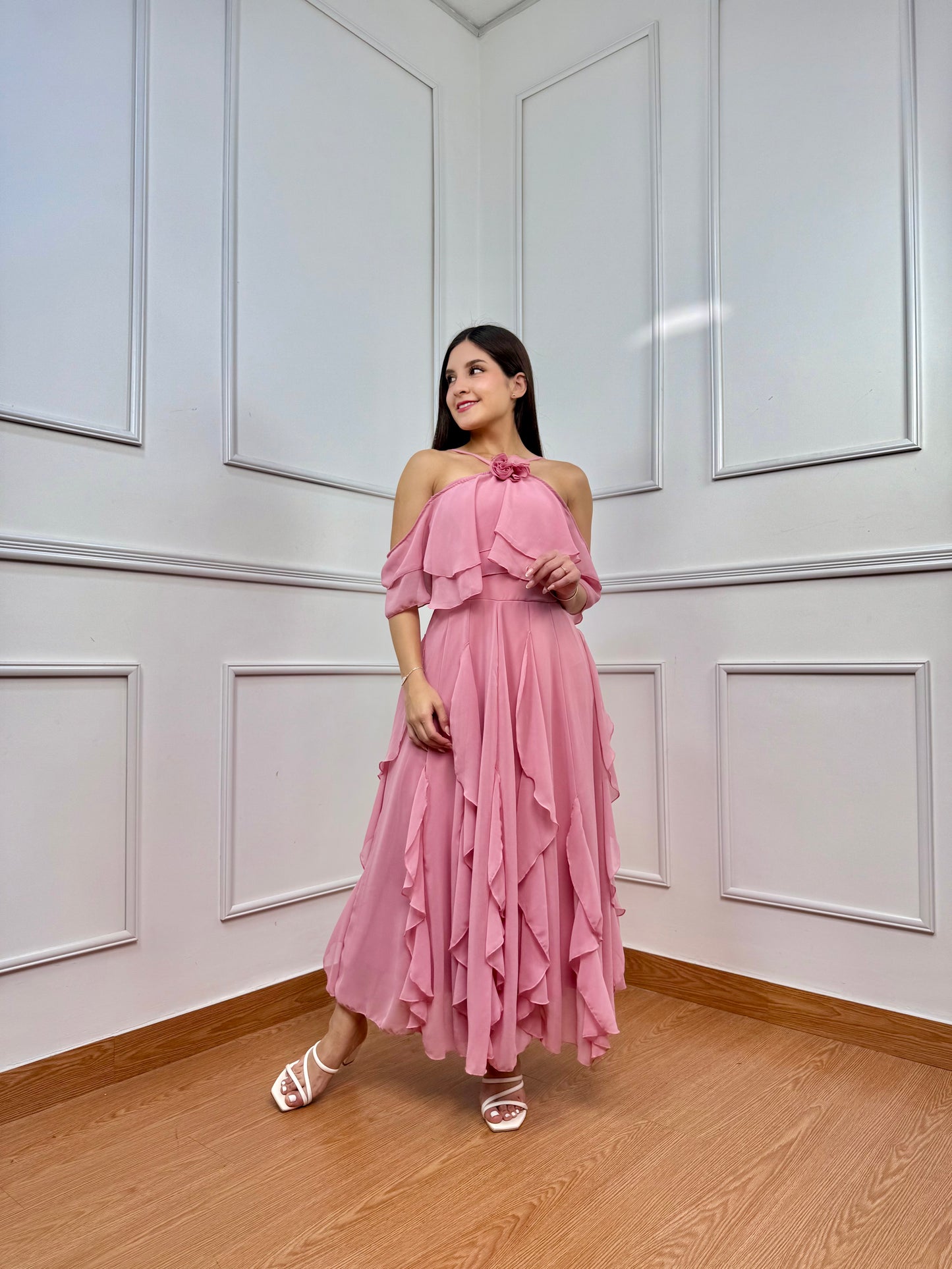 VESTIDO FLORICIENTA - PALO ROSA