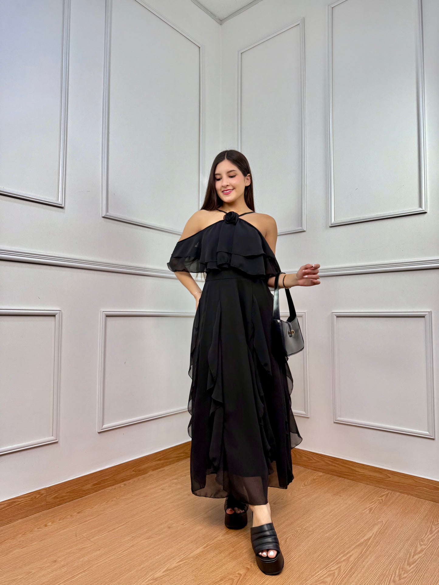 VESTIDO FLORICIENTA - NEGRO
