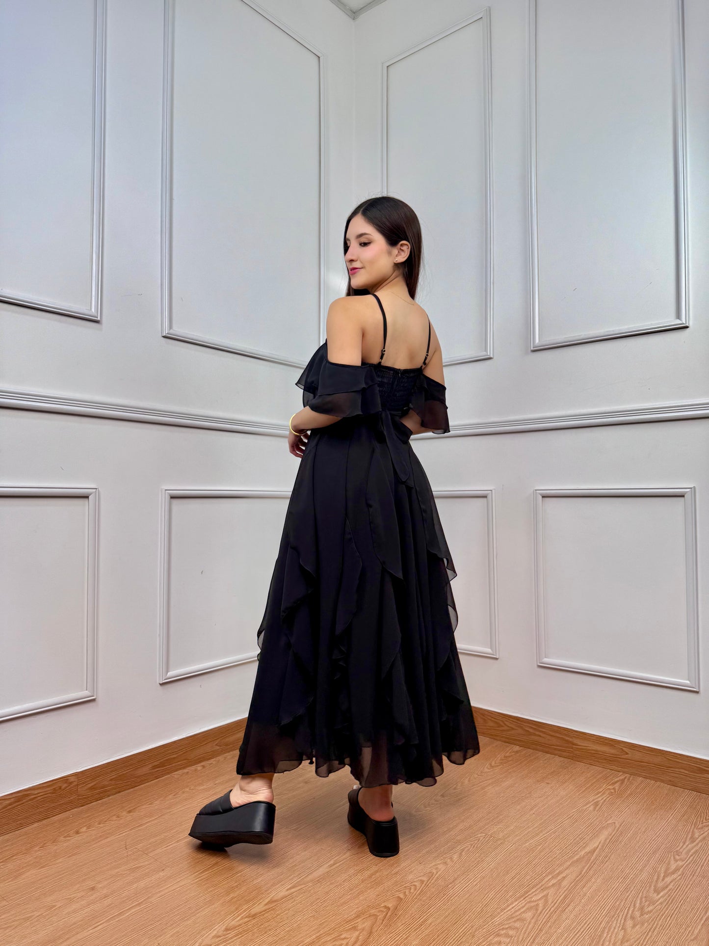 VESTIDO FLORICIENTA - NEGRO
