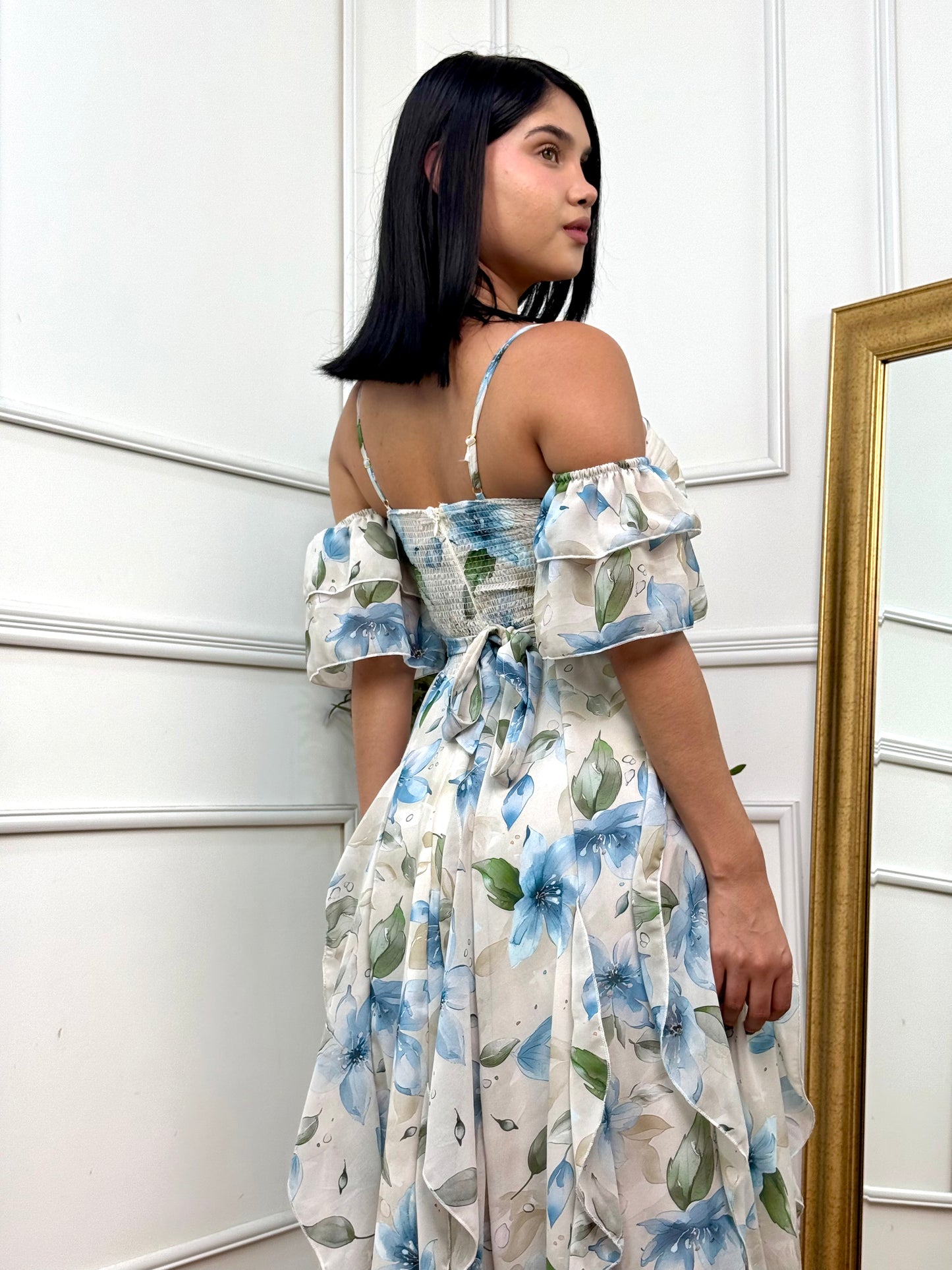 VESTIDO ADA - MIX CELESTE CON VERDE