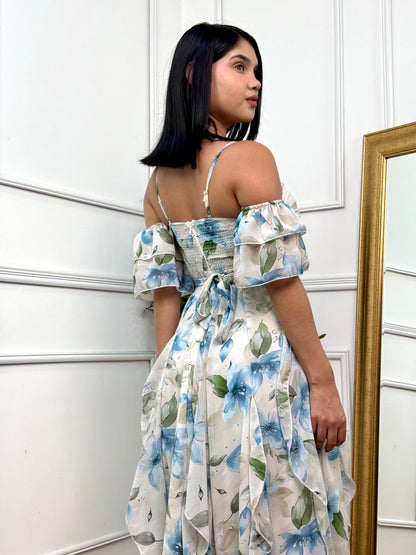 VESTIDO ADA - MIX CELESTE CON VERDE