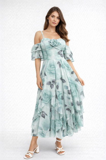 VESTIDO ADA - VERDE Y GRIS