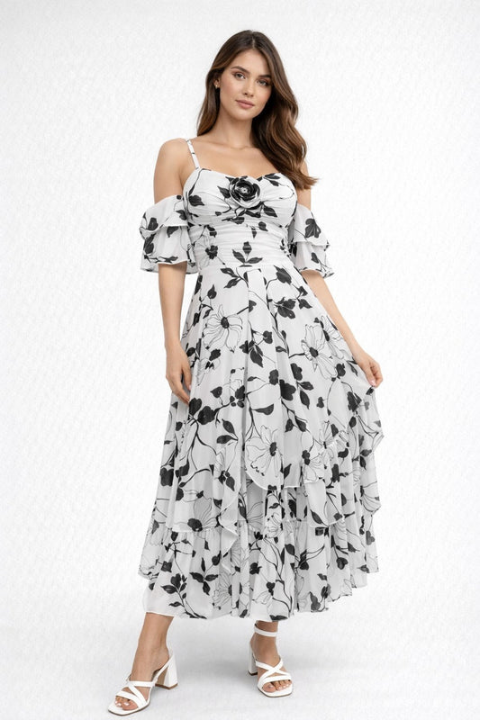 VESTIDO ADA - BLANCO Y NEGRO