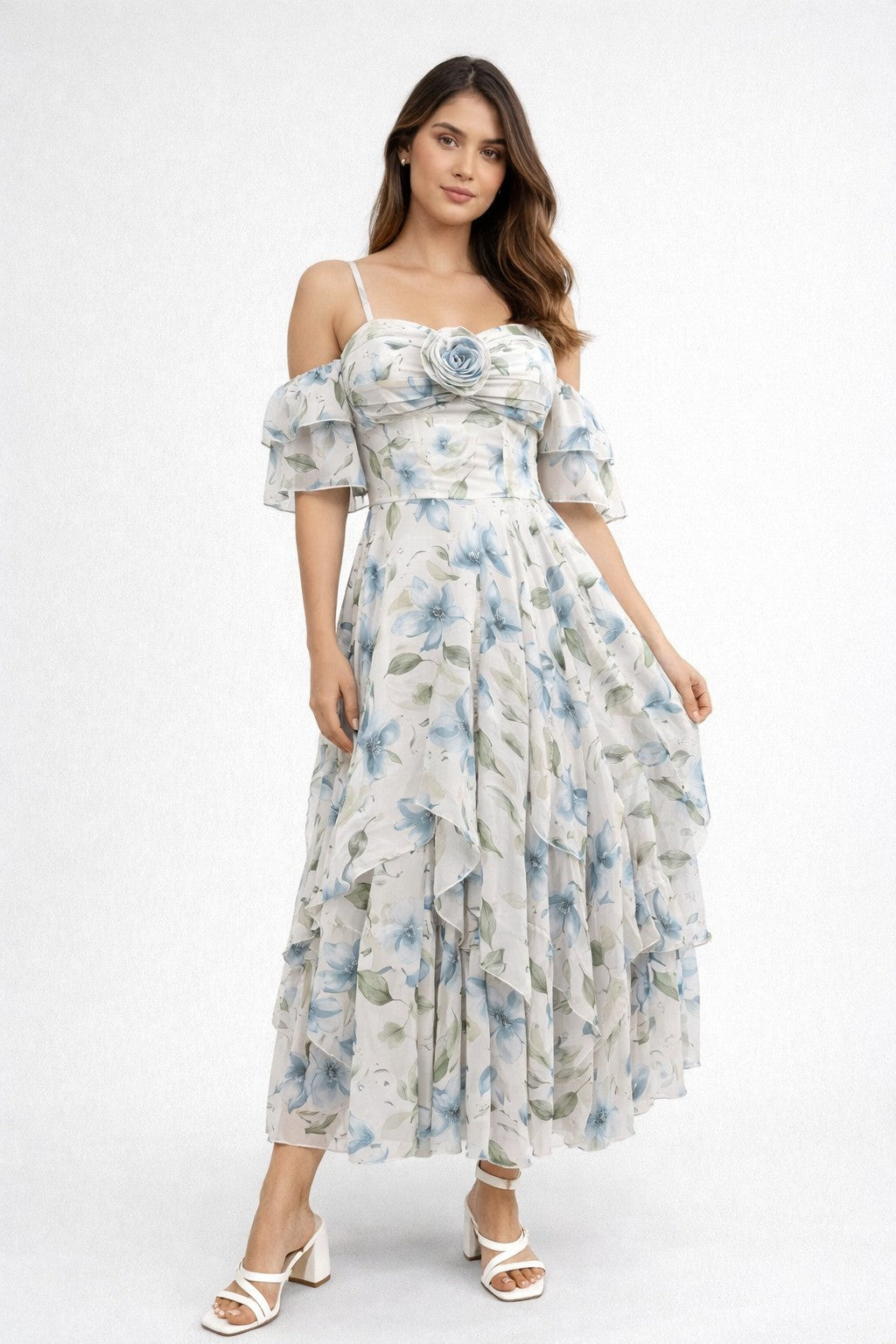 VESTIDO ADA - MIX CELESTE CON VERDE