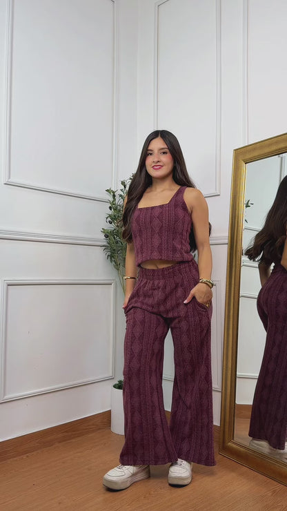 CONJUNTO 3 PIEZAS ALONDRA VINO